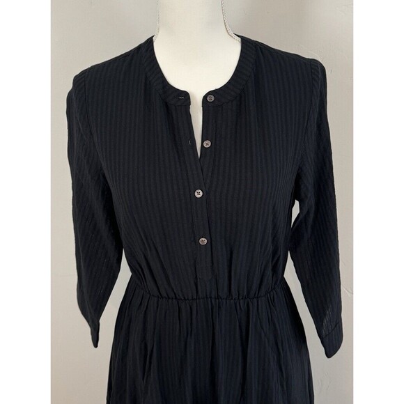 Jenni Kayne Seersucker Shirt Midi Dress Women’s Size XS Black Lined 3/4 Sleeves - Picture 6 of 9